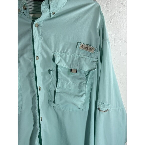 Columbia PFG Aquamarin Long Sleeve Performance Fishing Men Vented Pocket Shirt - Picture 6 of 10
